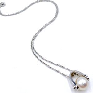 14K White Gold 10mm Pearl & Diamond Paragon Necklace